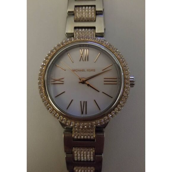 Michael Kors Women's Taryn Rose Gold & Silver Glitz Pave Two Tone Watch MK4461 - Picture 3 of 6